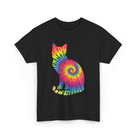 Tie Dye Cat Colorful Cat T-Shirt - Black