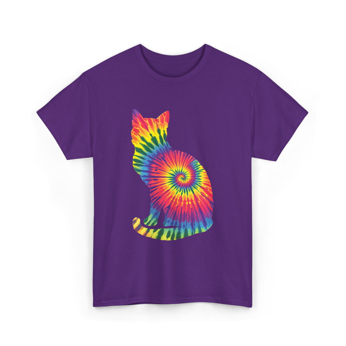 Tie Dye Cat Colorful Cat T-Shirt - Purple