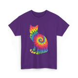 Tie Dye Cat Colorful Cat T-Shirt - Purple