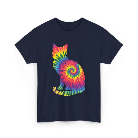 Tie Dye Cat Colorful Cat T-Shirt - Navy