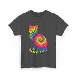 Tie Dye Cat Colorful Cat T-Shirt - Dark Heather