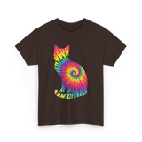 Tie Dye Cat Colorful Cat T-Shirt - Dark Chocolate