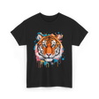 Tiger Artwork Colorful Animal Art T-Shirt - Black