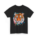 Tiger Artwork Colorful Animal Art T-Shirt - Black