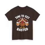 Time To Get Basted Thanksgiving Turkey T-Shirt - Dark Chocolate