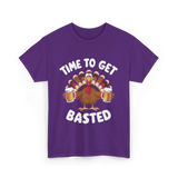 Time To Get Basted Thanksgiving Turkey T-Shirt - Purple