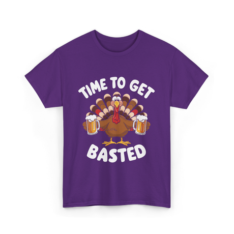 Time To Get Basted Thanksgiving Turkey T-Shirt - Purple