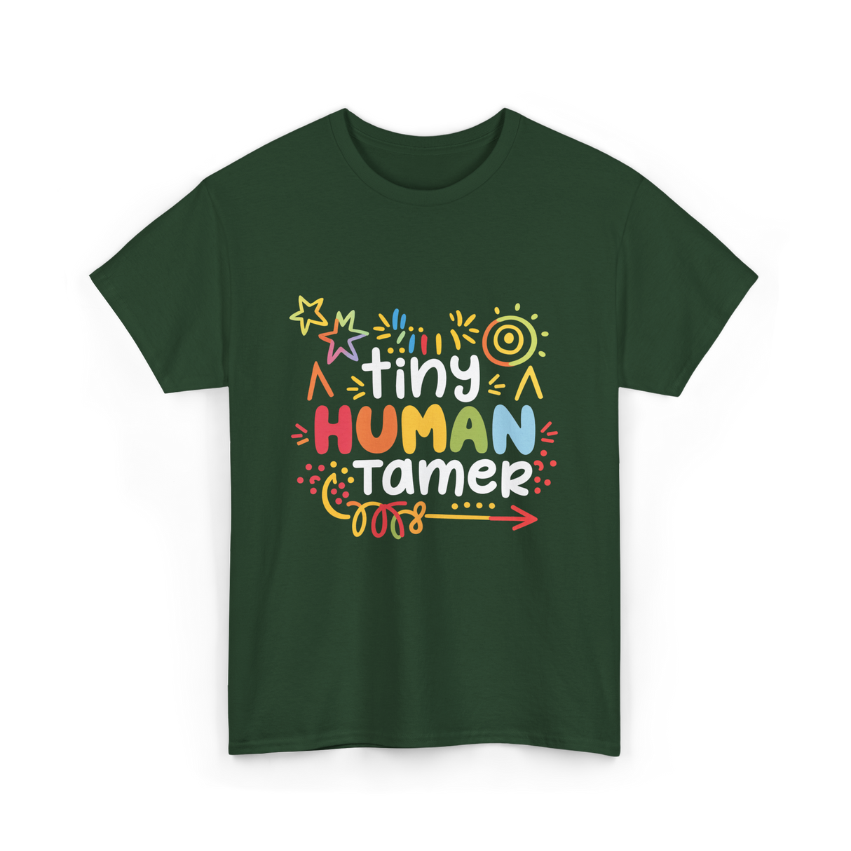 Tiny Human Tamer Caregiver T-Shirt - Forest Green