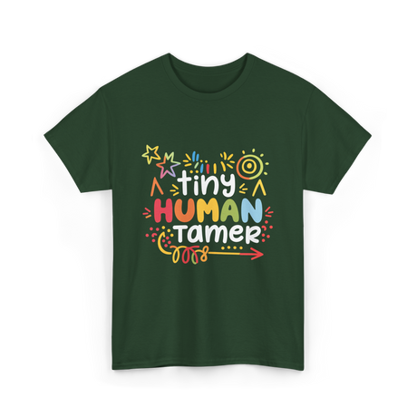 Tiny Human Tamer Caregiver T-Shirt - Forest Green