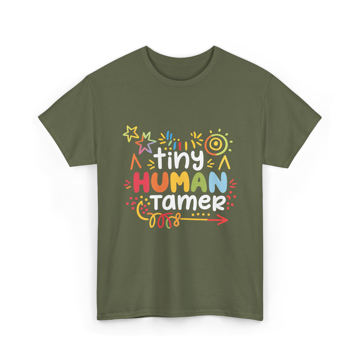 Tiny Human Tamer Caregiver T-Shirt - Military Green