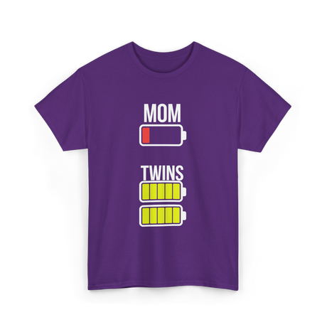 Tired Mom Twins Battery T-Shirt - Purple