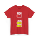 Tired Mom Twins Battery T-Shirt - Red