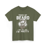 Touch My Beard Skull T-Shirt - Military Green