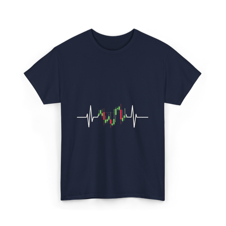 Trader Heartbeat Pulse Trading T-Shirt - Navy