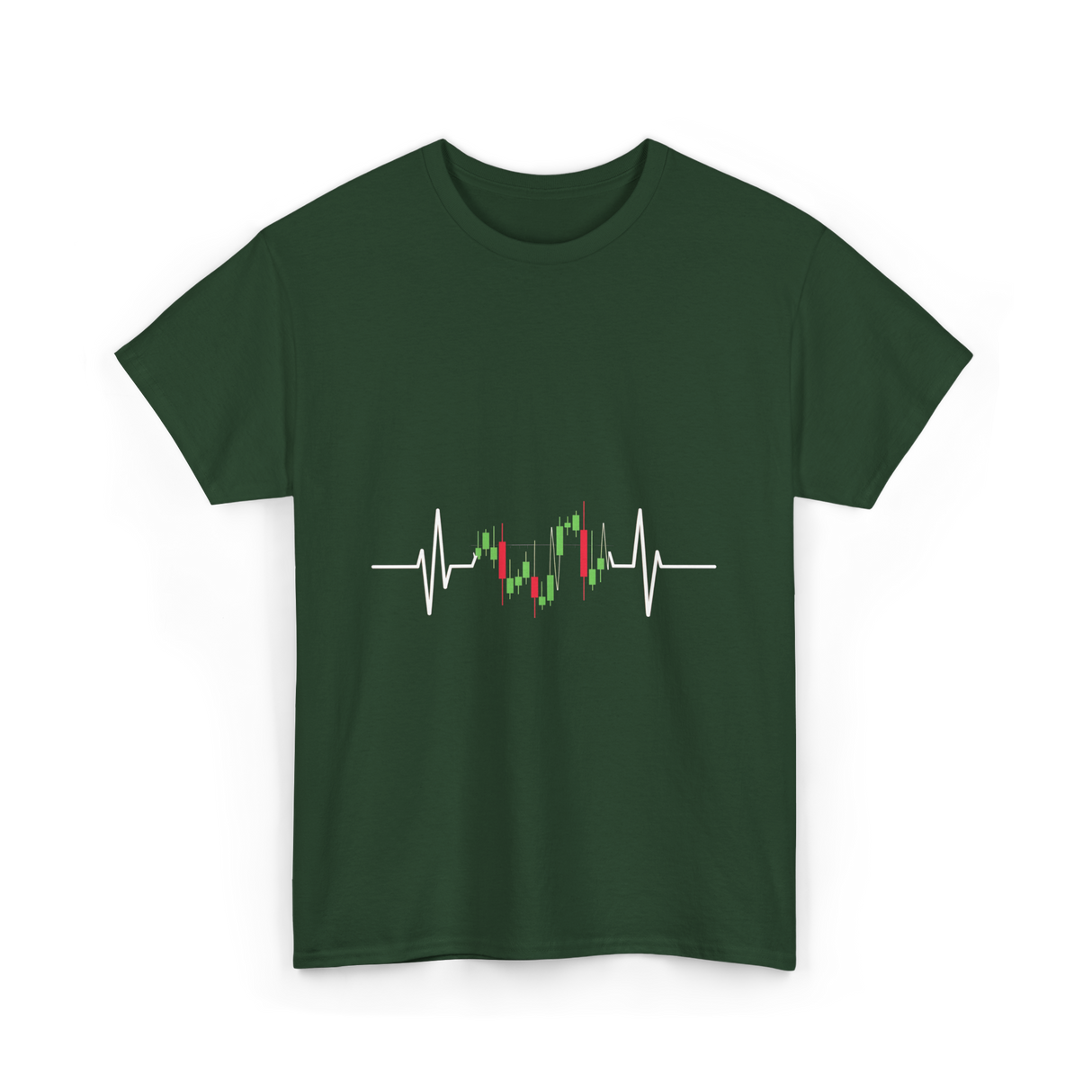 Trader Heartbeat Pulse Trading T-Shirt - Forest Green