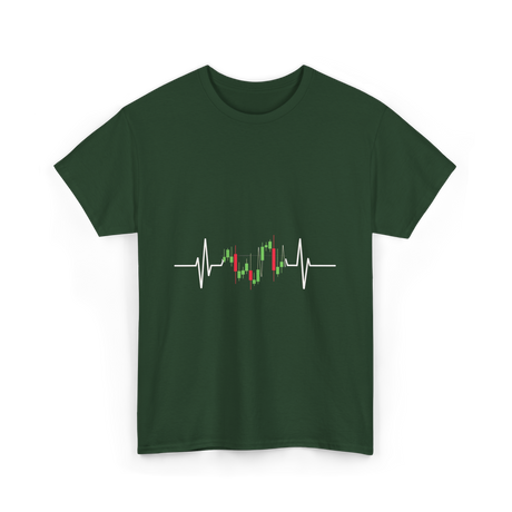 Trader Heartbeat Pulse Trading T-Shirt - Forest Green