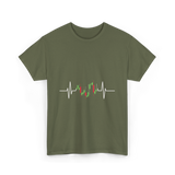 Trader Heartbeat Pulse Trading T-Shirt - Military Green