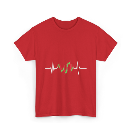 Trader Heartbeat Pulse Trading T-Shirt - Red