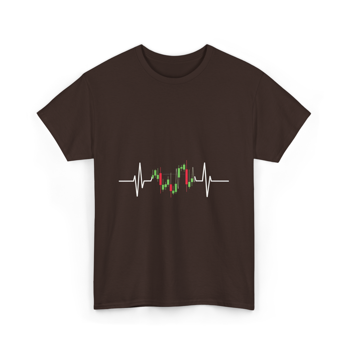 Trader Heartbeat Pulse Trading T-Shirt - Dark Chocolate