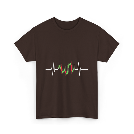 Trader Heartbeat Pulse Trading T-Shirt - Dark Chocolate