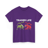 Trader Life Trading Market Bulls Bears T-Shirt - Purple