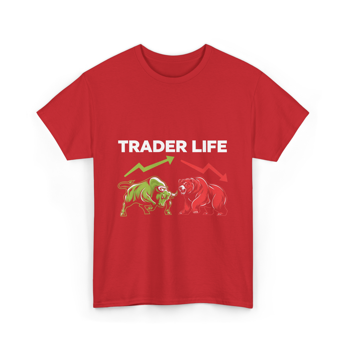 Trader Life Trading Market Bulls Bears T-Shirt - Red