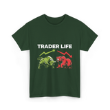 Trader Life Trading Market Bulls Bears T-Shirt - Forest Green