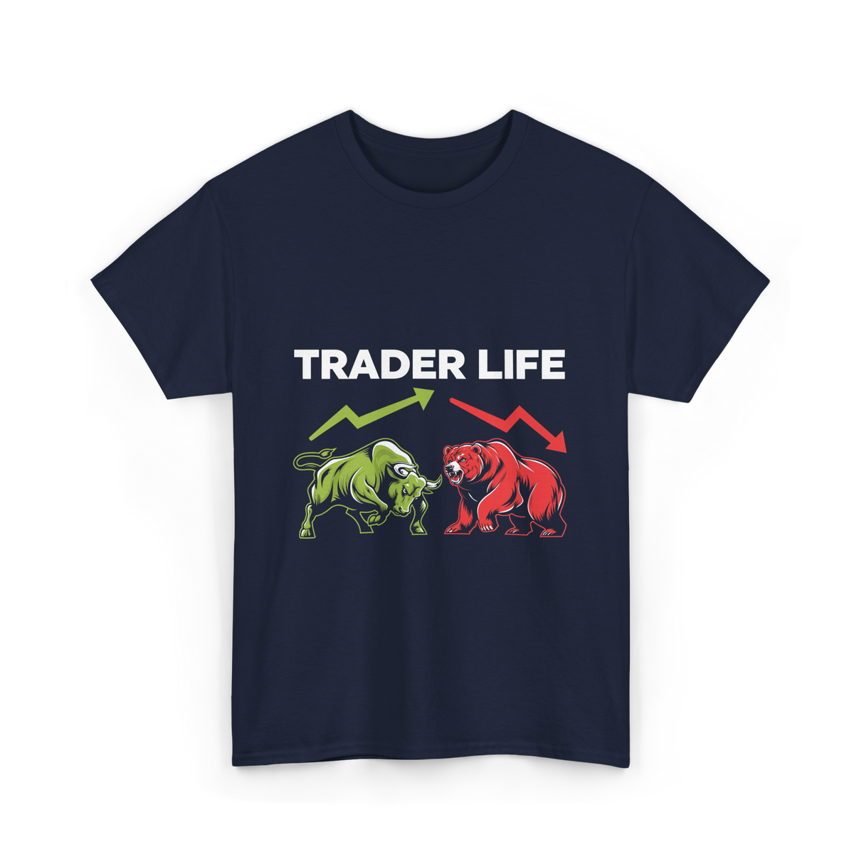 Trader Life Trading Market Bulls Bears T-Shirt - Navy