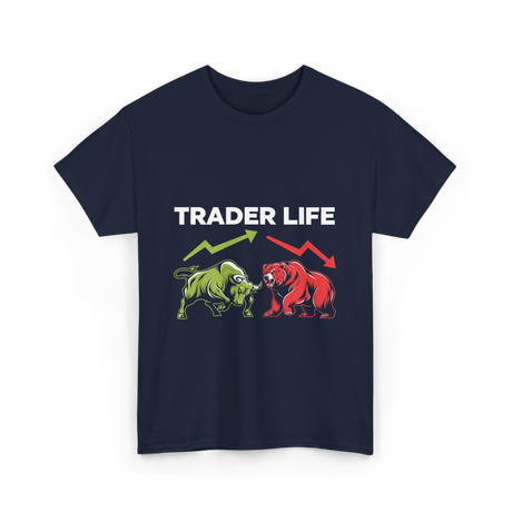 Trader Life Trading Market Bulls Bears T-Shirt - Navy