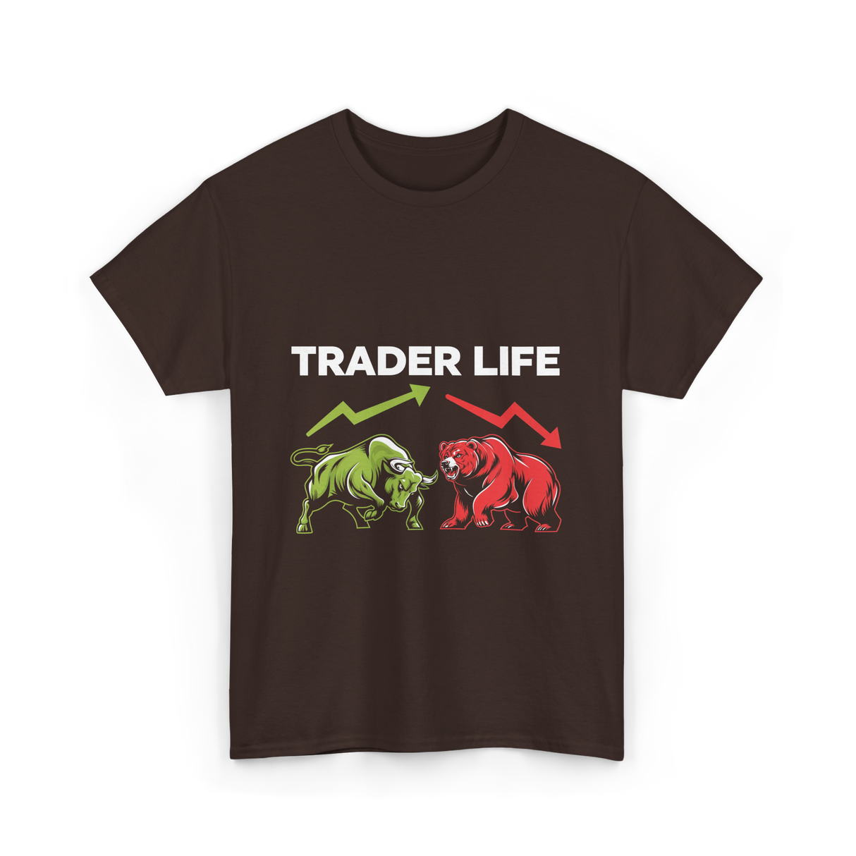 Trader Life Trading Market Bulls Bears T-Shirt - Dark Chocolate