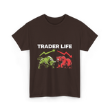 Trader Life Trading Market Bulls Bears T-Shirt - Dark Chocolate