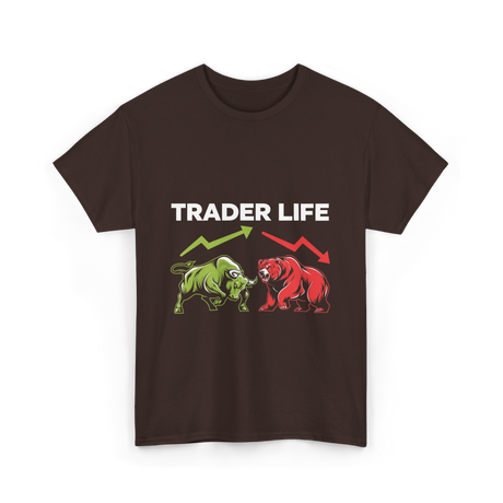 Trader Life Trading Market Bulls Bears T-Shirt - Dark Chocolate