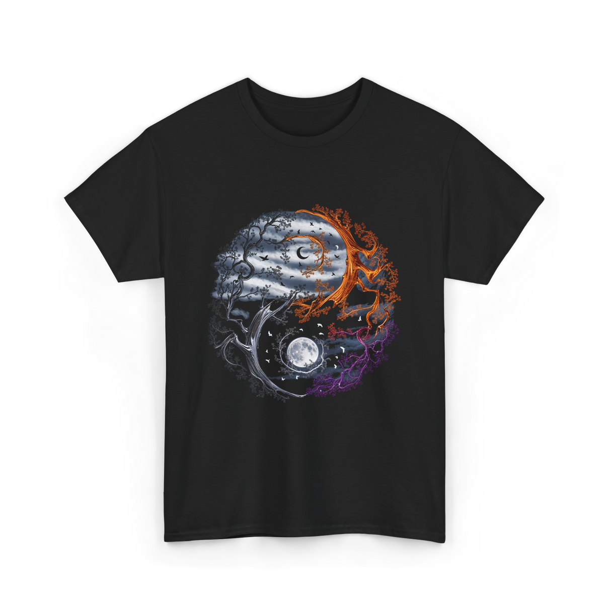 Tree of Life Yin Yang T-Shirt - Black