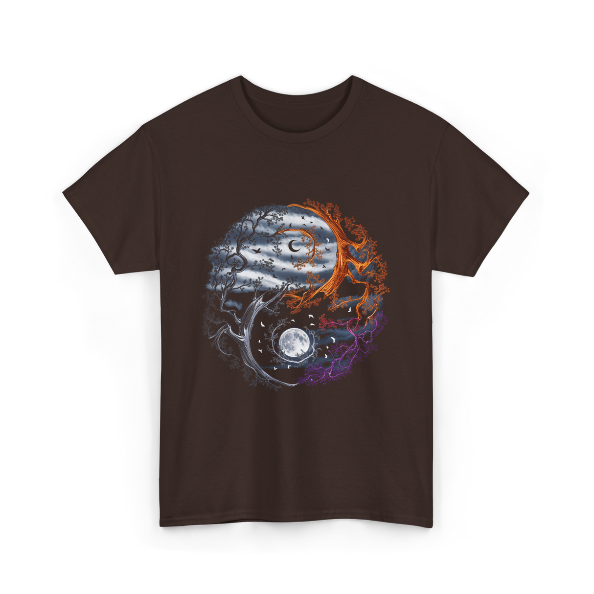 Tree of Life Yin Yang T-Shirt - Dark Chocolate