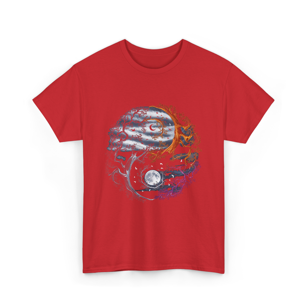 Tree of Life Yin Yang T-Shirt - Red