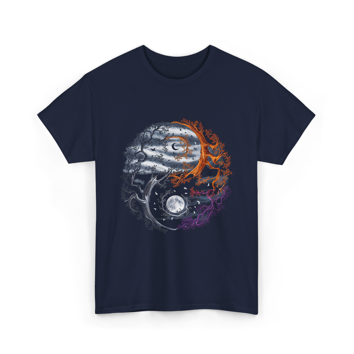 Tree of Life Yin Yang T-Shirt - Navy