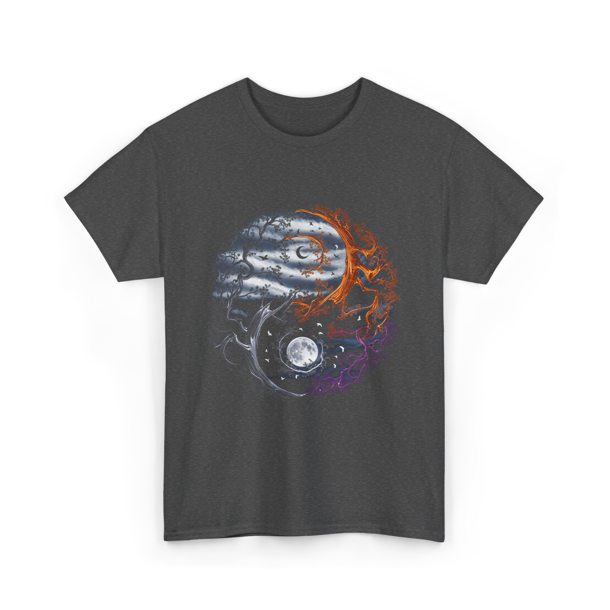 Tree of Life Yin Yang T-Shirt - Dark Heather