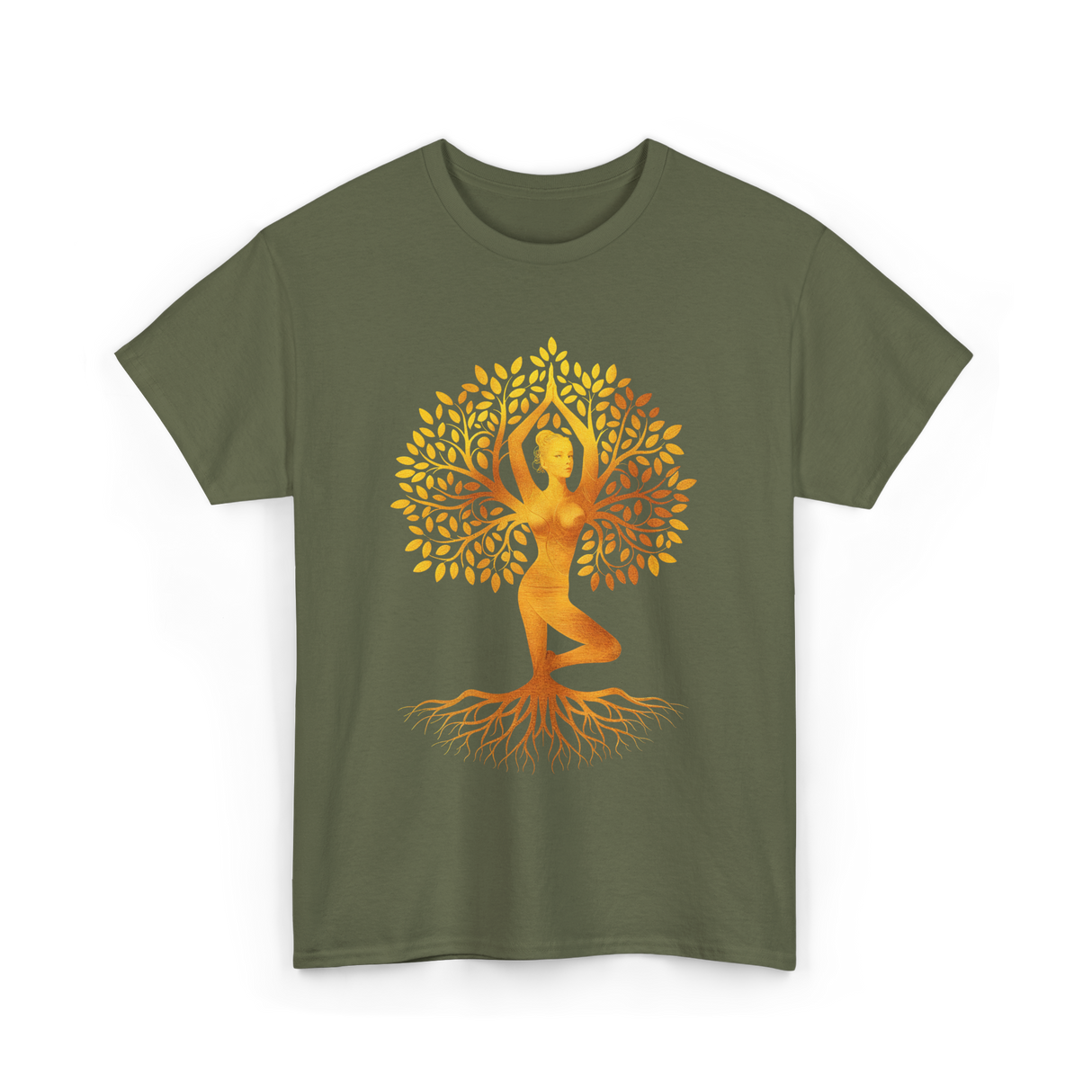 Tree of Life Yoga T-Shirt - Military Green