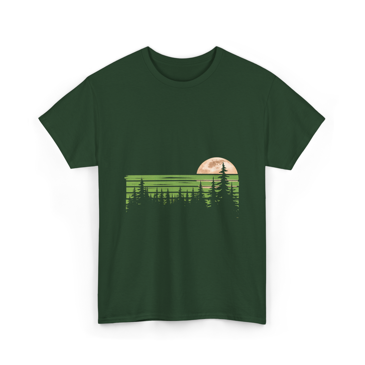 Trees Nature Forest Moon T-Shirt - Forest Green