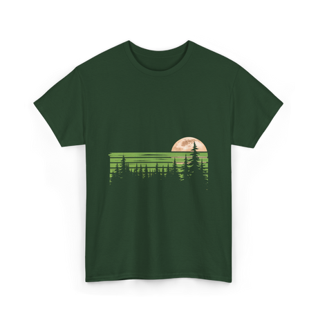 Trees Nature Forest Moon T-Shirt - Forest Green