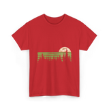 Trees Nature Forest Moon T-Shirt - Red