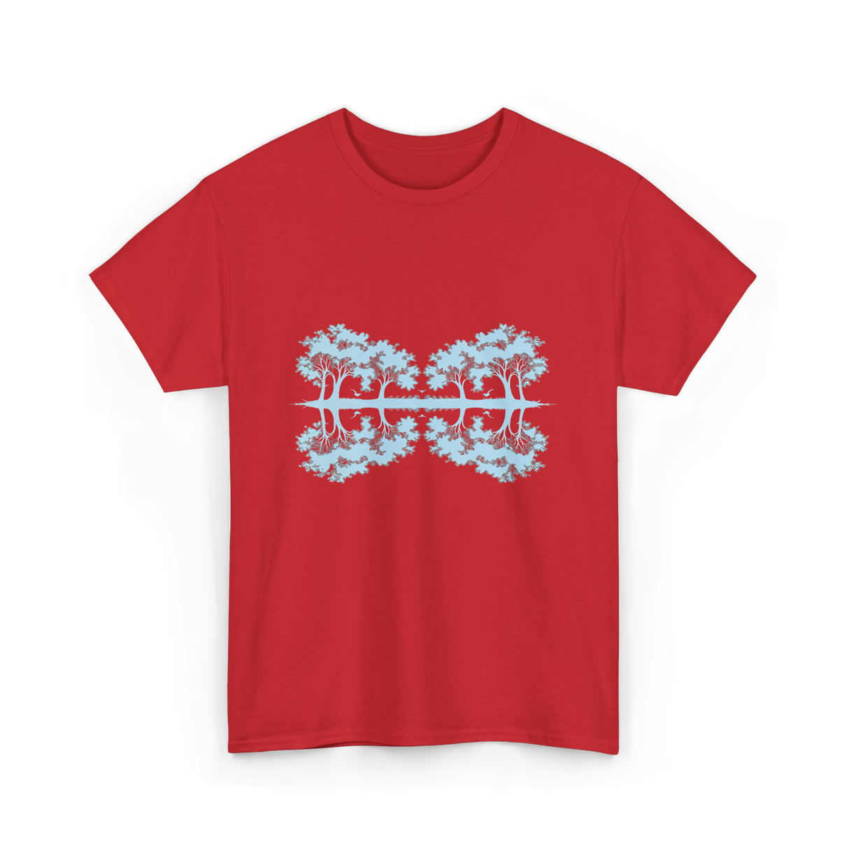 Trees Reflection Nature Outdoor T-Shirt - Red