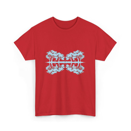 Trees Reflection Nature Outdoor T-Shirt - Red