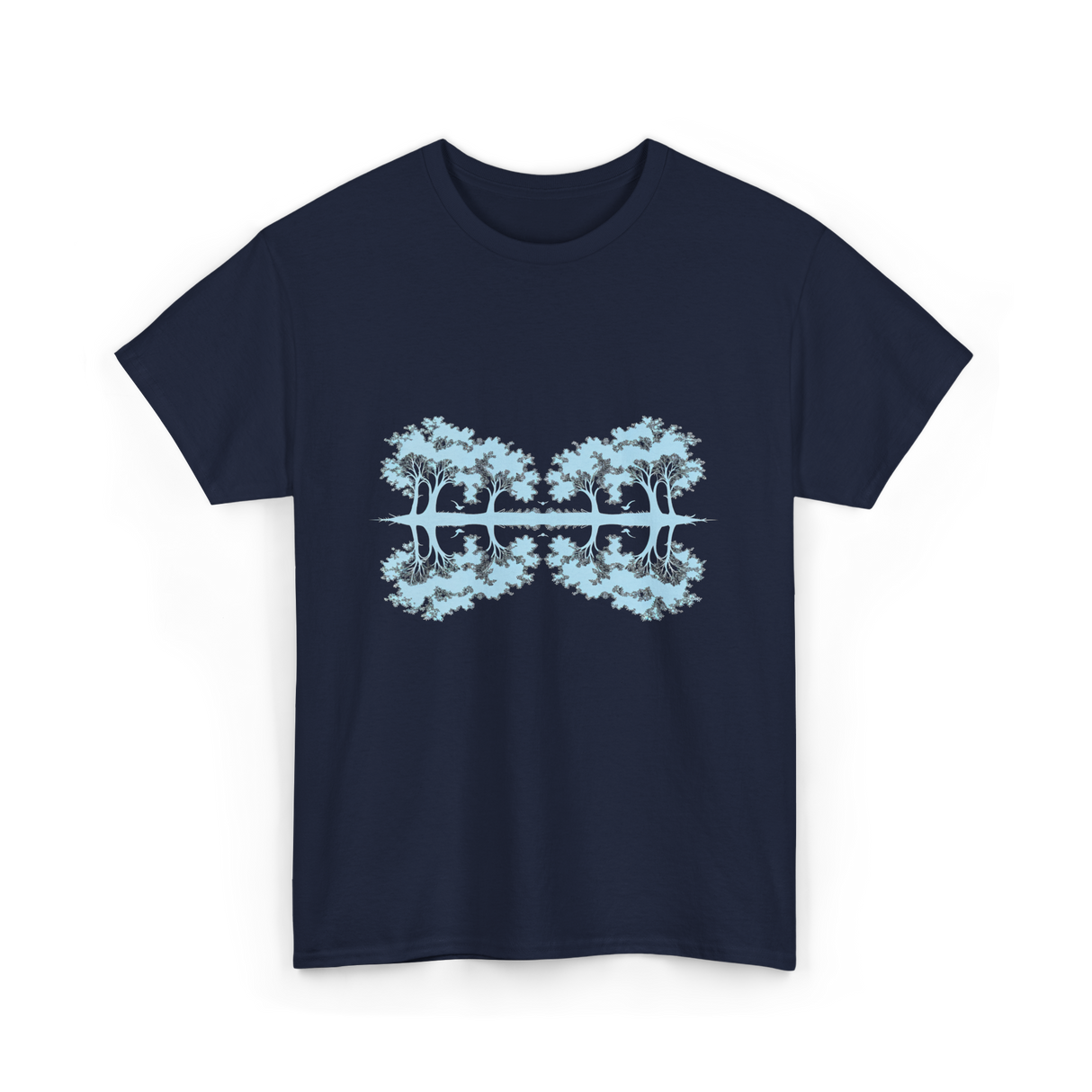 Trees Reflection Nature Outdoor T-Shirt - Navy