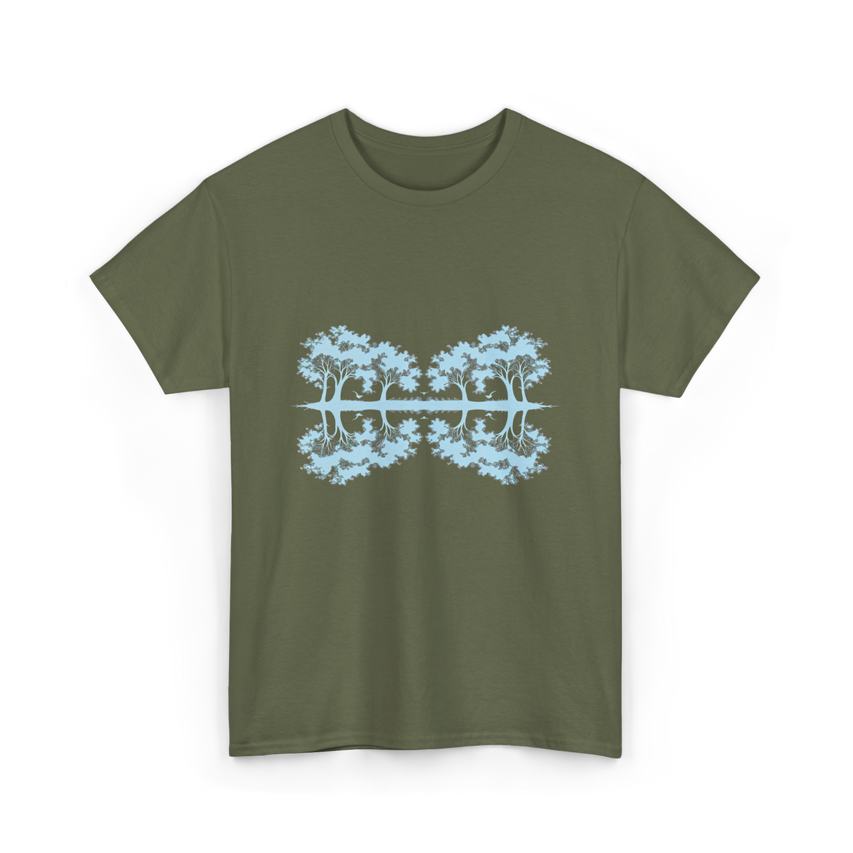 Trees Reflection Nature Outdoor T-Shirt - Military Green