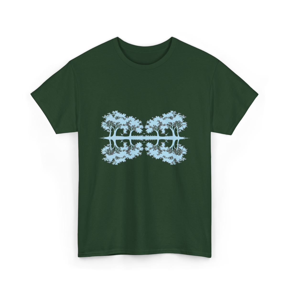 Trees Reflection Nature Outdoor T-Shirt - Forest Green