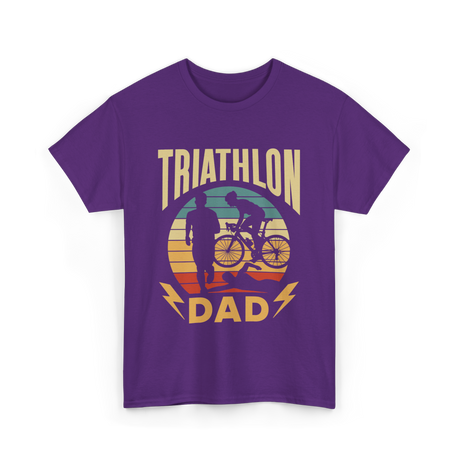 Triathlon Dad Triathlon Sports Father T-Shirt - Purple