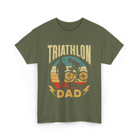 Triathlon Dad Triathlon Sports Father T-Shirt - Military Green