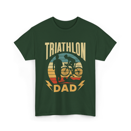 Triathlon Dad Triathlon Sports Father T-Shirt - Forest Green