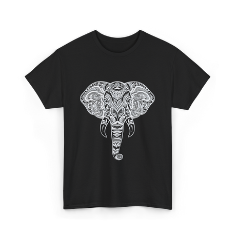 Tribal Elephant Art Elephant T-Shirt - Black